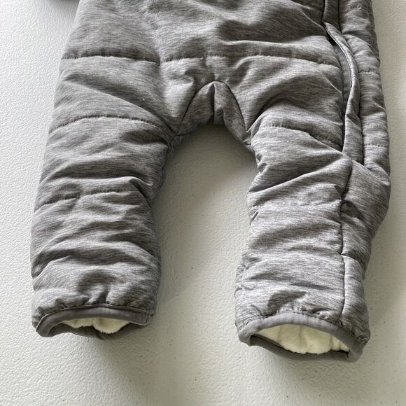 Wonder Nation Baby Sz 3-6M Winter Pram Zipper Front Hooded Snowsuit Gray - Picture 8 of 8